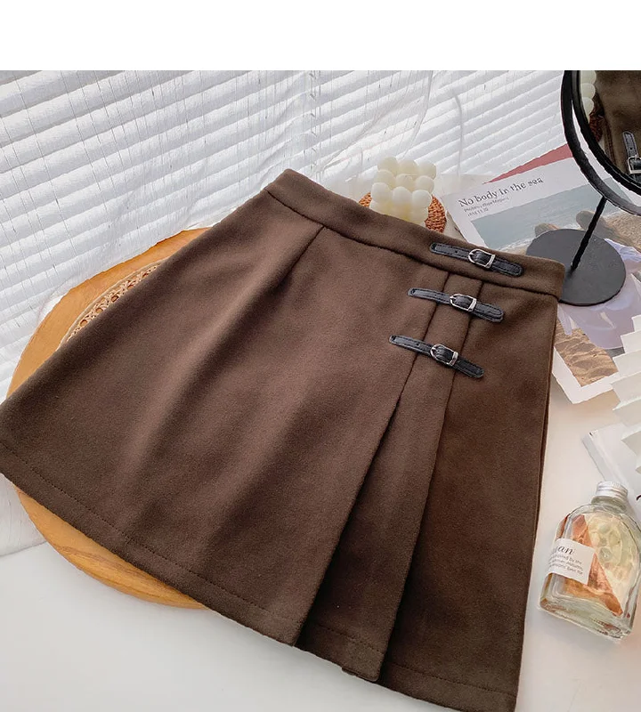 Pleated skirt is thin, A-line high waist and versatile short skirt  5422 mini skirt trendy