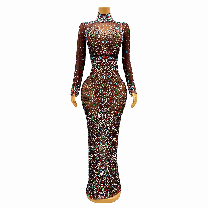 Novance Y3366 Winter Clothes for Women 2024 Long Sleeves Beaded Dresses Luxury Women Gowns Evening Dresses Formal Party Tunics New arrival