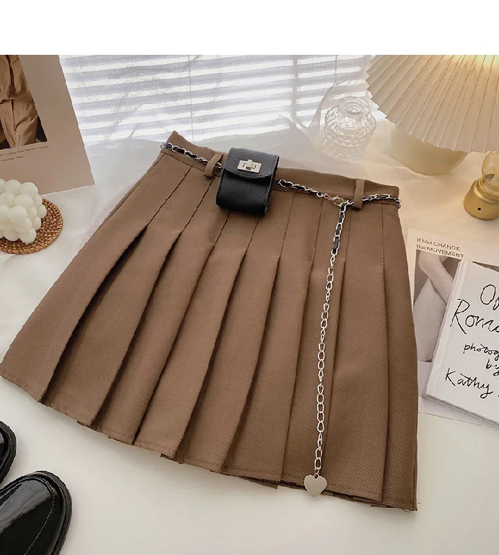 Pleated high waist fashion A-line skirt for women  5298 wool skirt warm