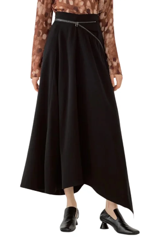 Valma Asymmetric Zip Skirt velvet skirt luxurious