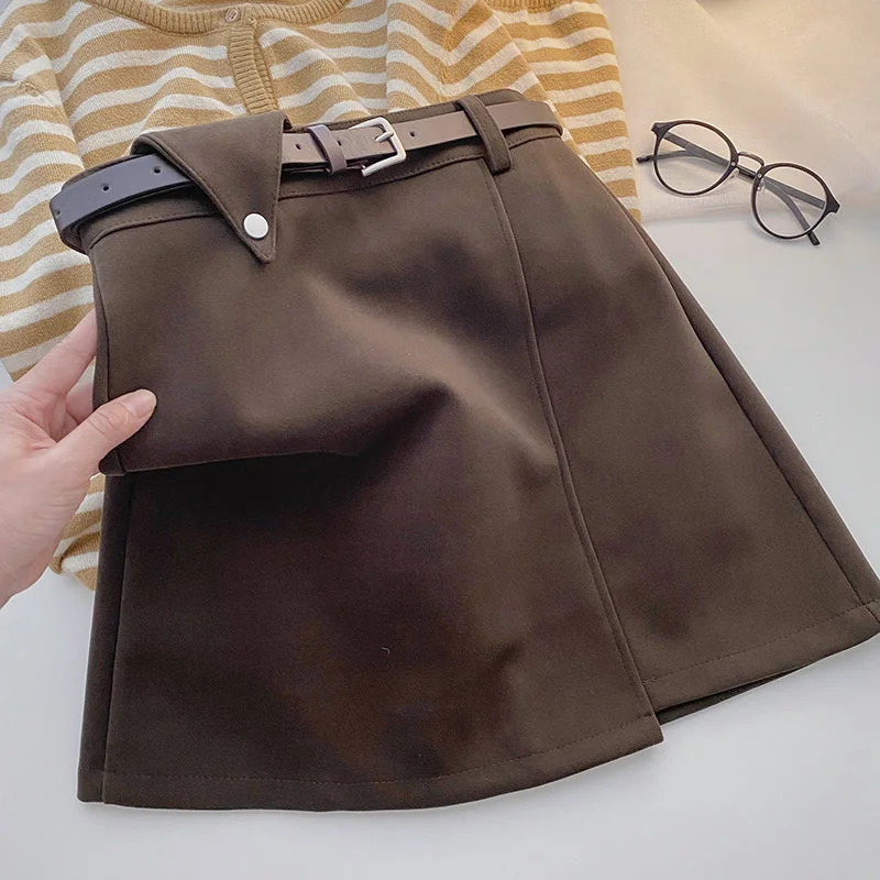 New fashion Hong Kong style leisure a-word anti light high waist skirt  5425 a-line skirt cut