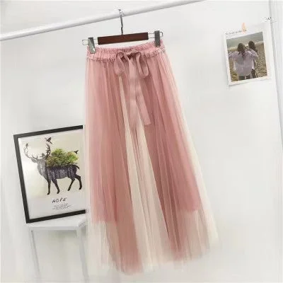 patchwork belt large drape feeling gauze skirt  3684 lightweight skirt design