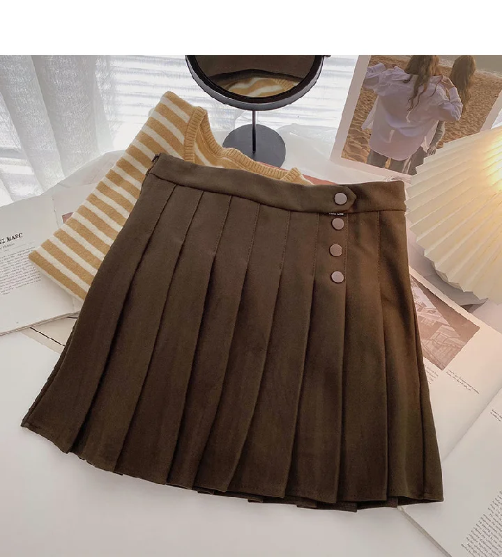 Simple age reducing solid color high waist thin pleated skirt  5474 cashmere skirt fine