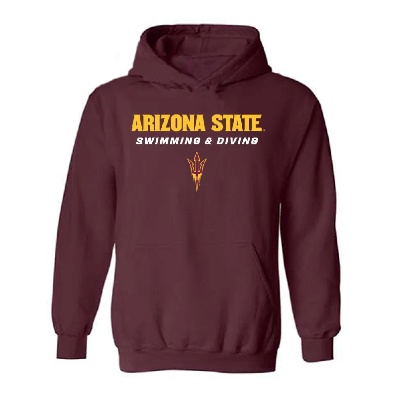 Arizona State - NCAA Women's Swimming & Diving : Erin Milligan - Classic Shersey Hooded Sweatshirt Hoodie with Belted Waist Structured Tailored