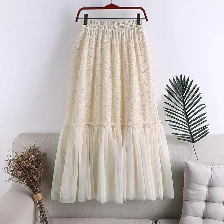 Hollow Splicing Mesh Skirt, High Waist Skirt  3685 breathable skirt fabric