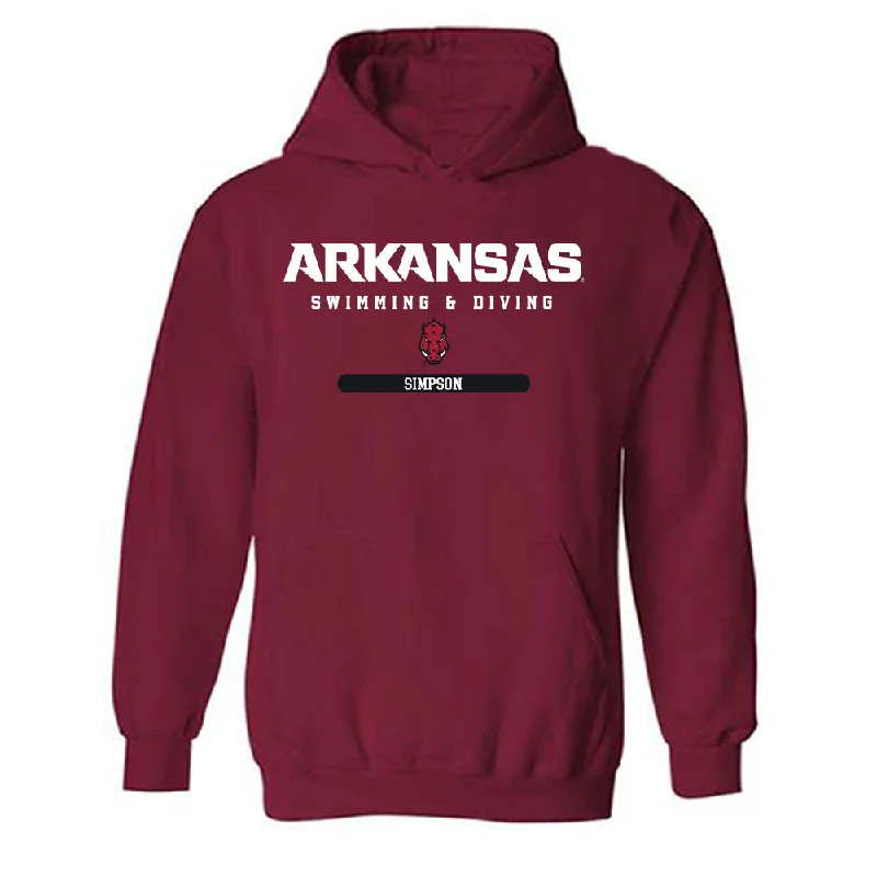 Arkansas - NCAA Women's Swimming & Diving : Rebecca Simpson - Classic Shersey Hooded Sweatshirt Hoodie with Full-Zip Functional Layering