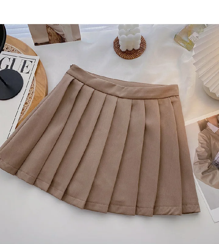 New Korean age reducing college style high waist A-line skirt  5380 leather skirt modern