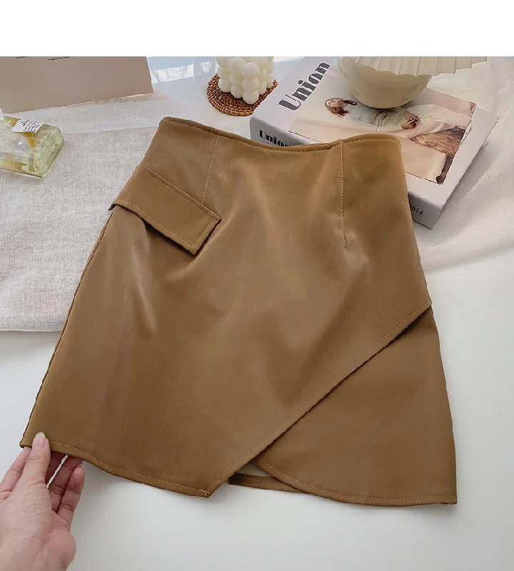 Korean design irregular slim Hip Wrap Skirt  5279 silk skirt luxurious