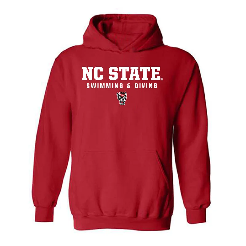 NC State - NCAA Women's Swimming & Diving : Bettina Fabian - Classic Shersey Hooded Sweatshirt Hoodie with Hem Lace Feminine Delicate