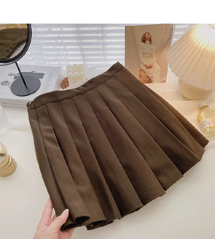 Pleated skirt high waist casual skirt  5338 lightweight skirt design