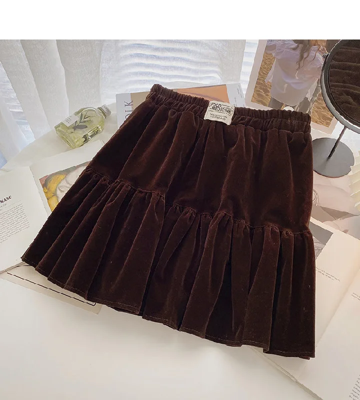 New Korean fashion age reducing pleated pleated high waist skirt  5477 leather skirt modern