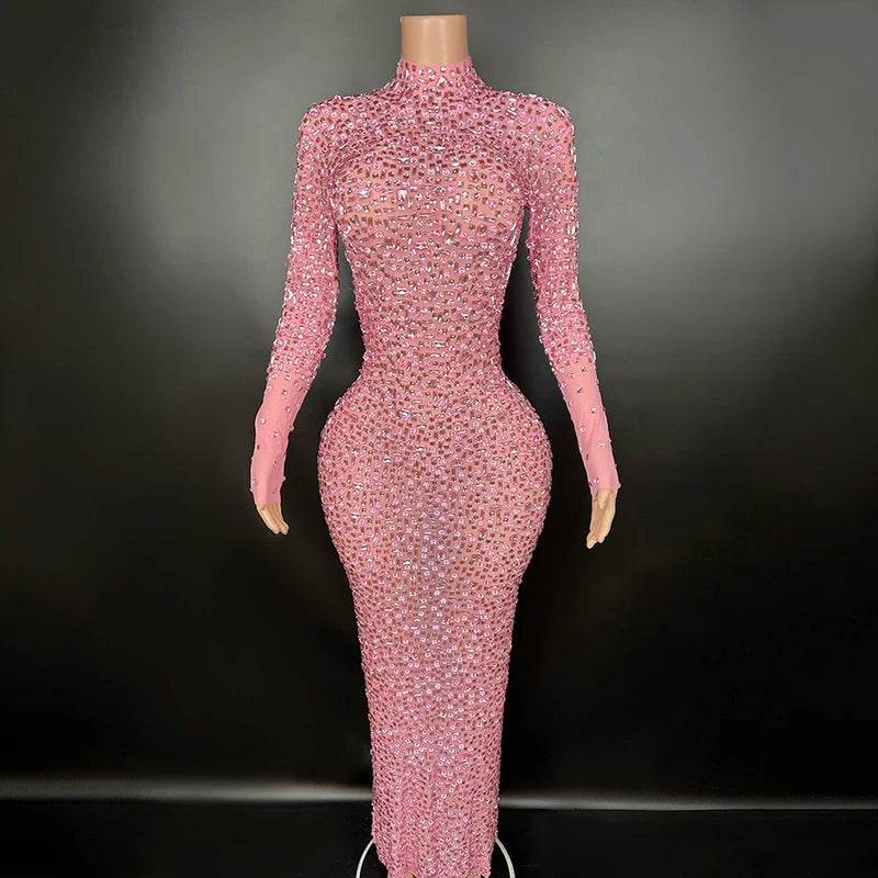 NOVANCE Y2507-LSC new years dresses for women mesh pink wedding  long gown evening  elegant sexy Tunics Vintage classic