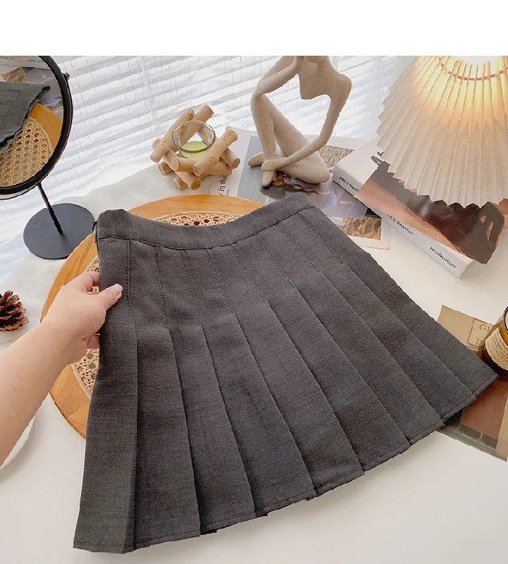 Korean version of age reducing college style solid color high waist A-shaped skirt  5381 denim skirt trendy