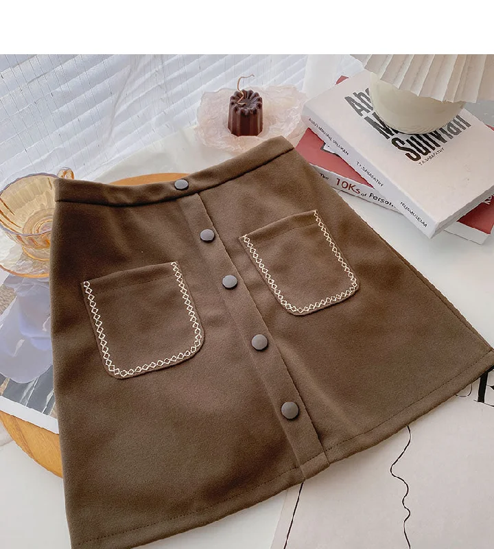 New Korean retro personalized small pocket skirt trend 5527 breathable skirt fabric