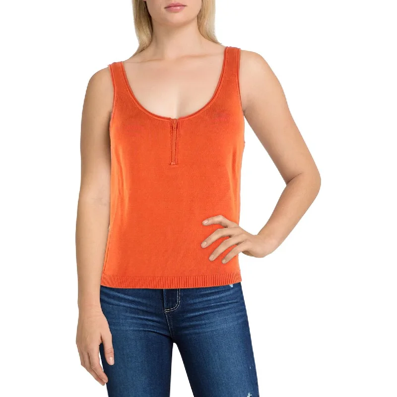 High Shine Womens Ribbed Knit 1/4 Zip Tank Top one shoulder tank