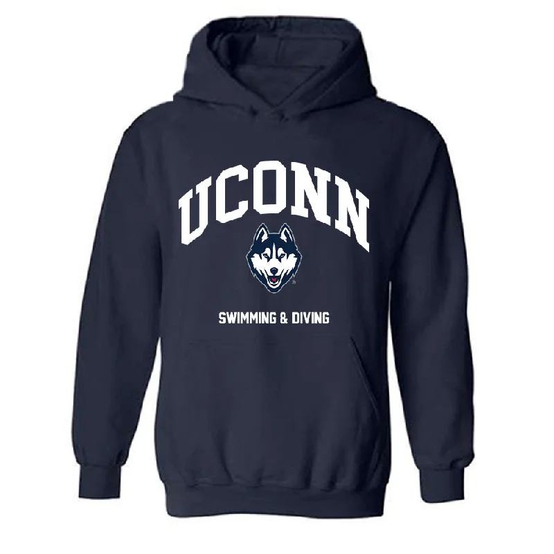 UConn - NCAA Women's Swimming & Diving : Zoey Griffin - Classic Shersey Hooded Sweatshirt Hoodie with Exposed Zipper Edgy Industrial