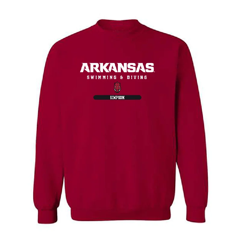 Arkansas - NCAA Women's Swimming & Diving : Rebecca Simpson - Classic Shersey Crewneck Sweatshirt Hoodie with Rolled Sleeves Casual Relaxed