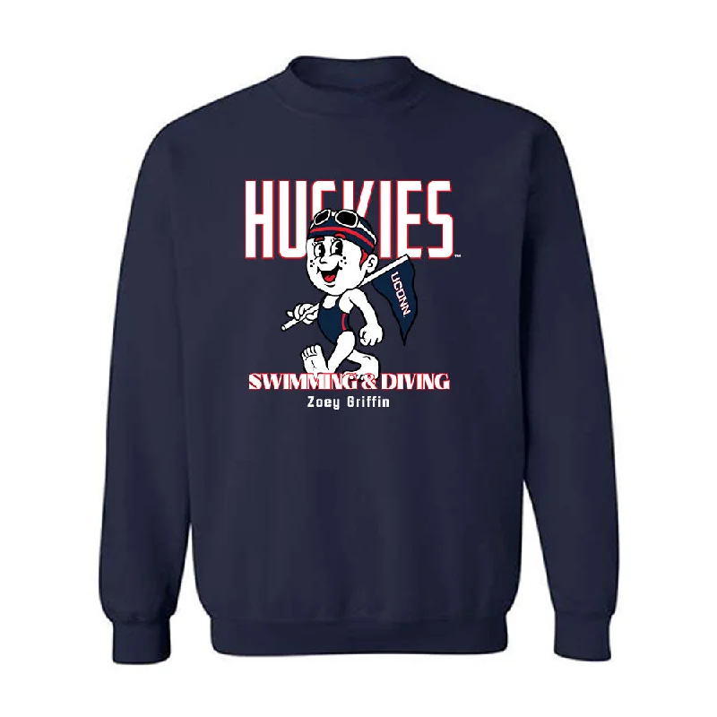 UConn - NCAA Women's Swimming & Diving : Zoey Griffin - Fashion Shersey Crewneck Sweatshirt Hoodie with Button Placket Classic Preppy