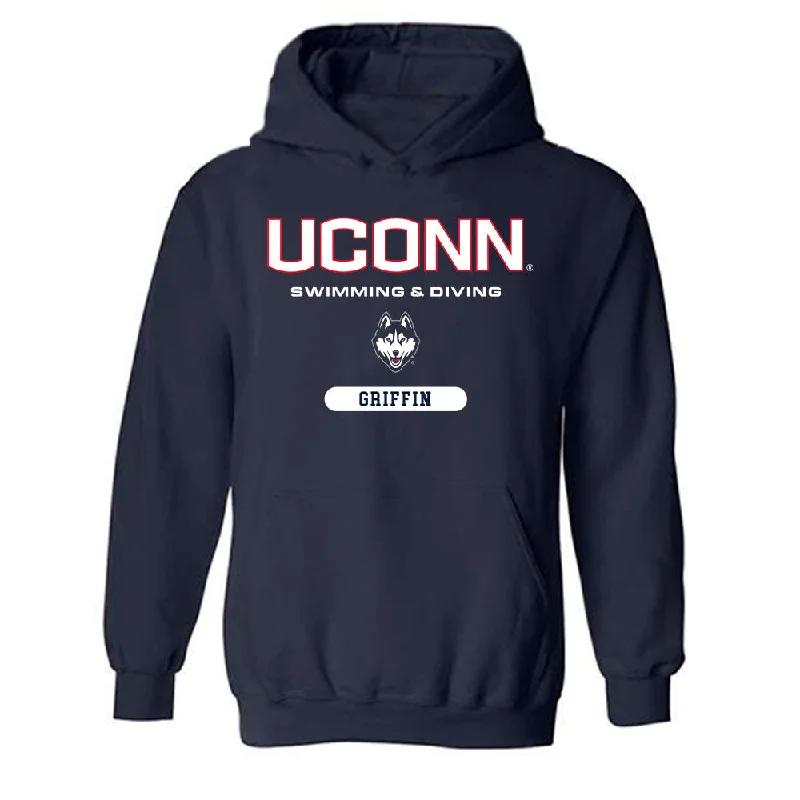 UConn - NCAA Women's Swimming & Diving : Zoey Griffin - Classic Shersey Hooded Sweatshirt Hoodie with Zipper Placket Modern Functional