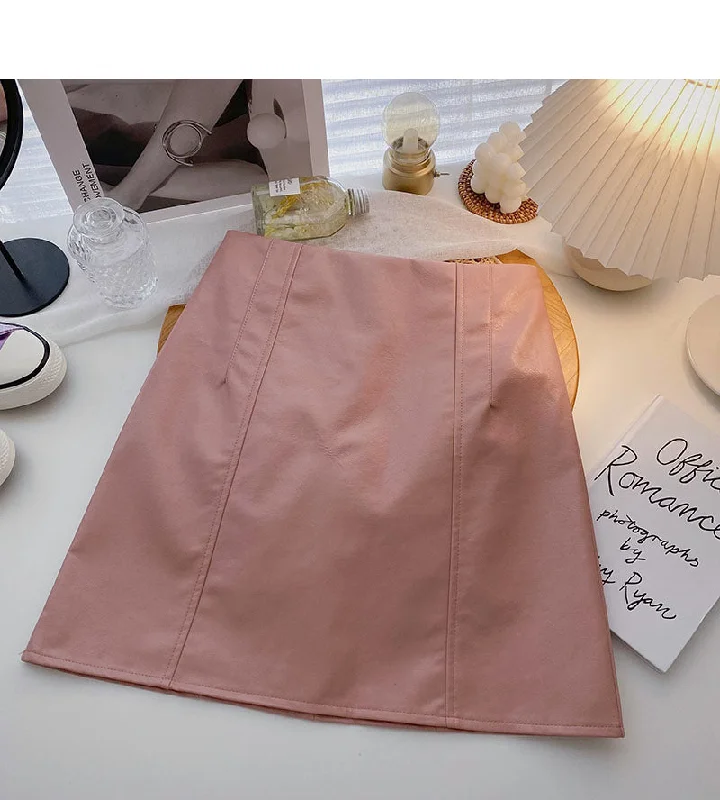 Versatile slim fashion PU leather skirt to prevent light loss  5346 velvet skirt plush