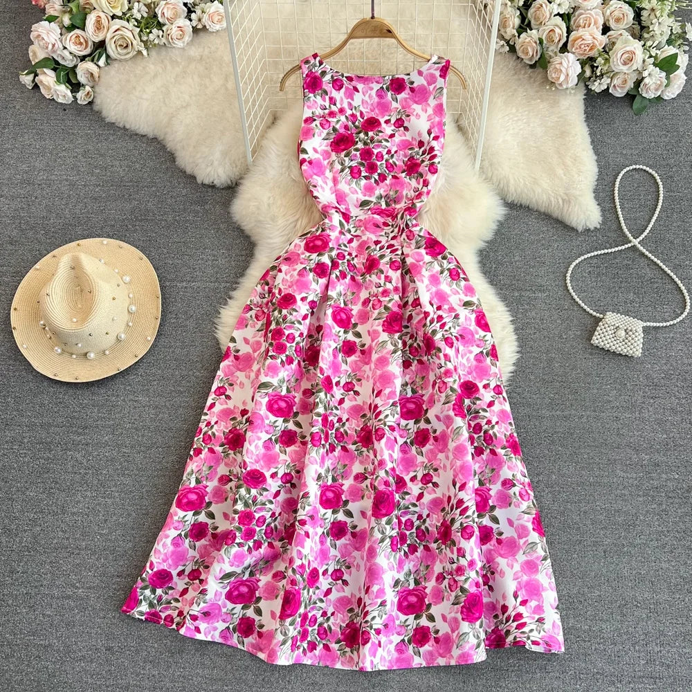 2024 Stock Women Manufacturers Clothes Wholesale Vintage Elegant Lady Floral American Long Evening Casual Dresses Maxi Flowy Bohemian