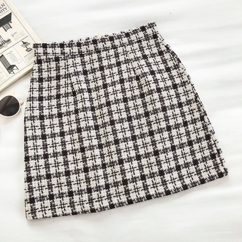 Sweet plaid skirt, retro, slim and anti light A-line skirt  5308 wrap skirt elegant