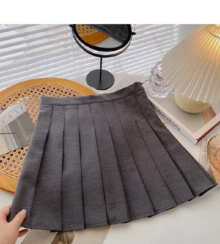 Pleated skirt is a popular solid color high waist A-line skirt  5357 linen skirt relaxed