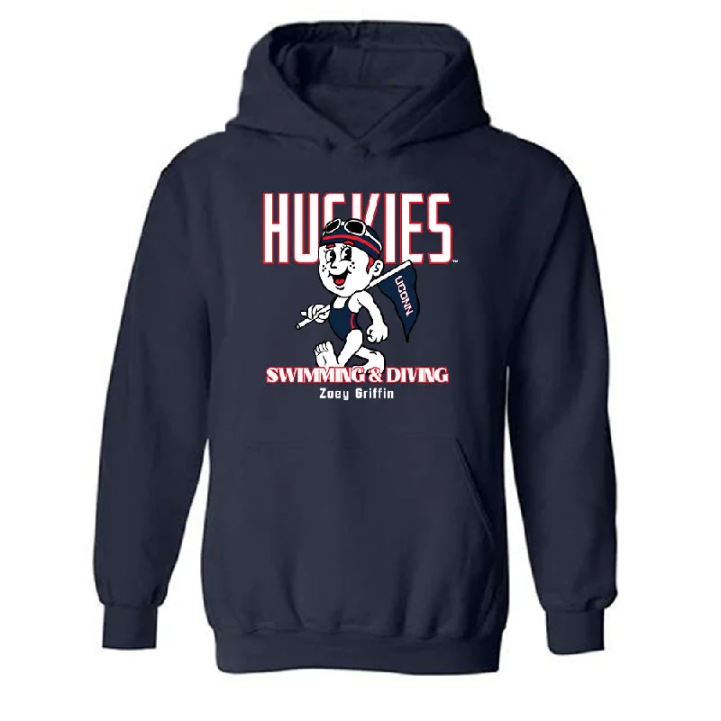 UConn - NCAA Women's Swimming & Diving : Zoey Griffin - Fashion Shersey Hooded Sweatshirt Hoodie with High Neck Warm Protective