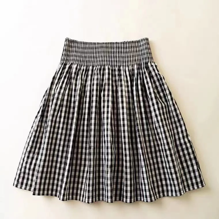 Black and white grid mini skirt  3621 velvet skirt glossy