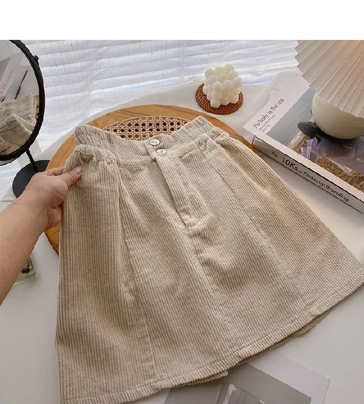 Corduroy Skirt is thin and high waist is anti light  5285 corduroy skirt durable