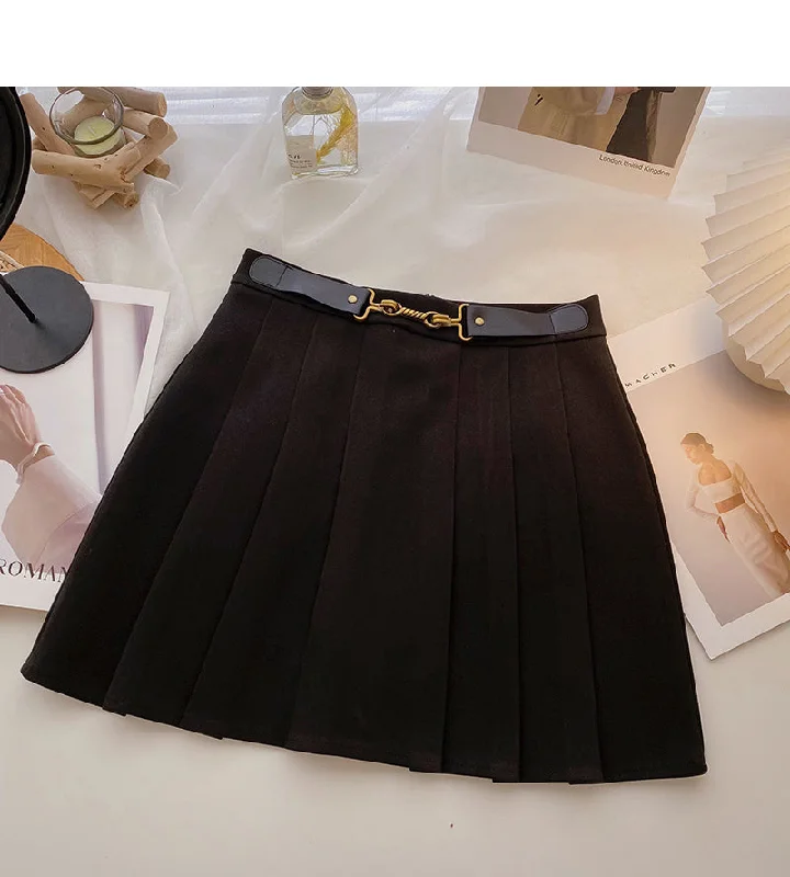 Hong Kong style leisure high waist A-line pleated skirt  5388 chiffon skirt floaty