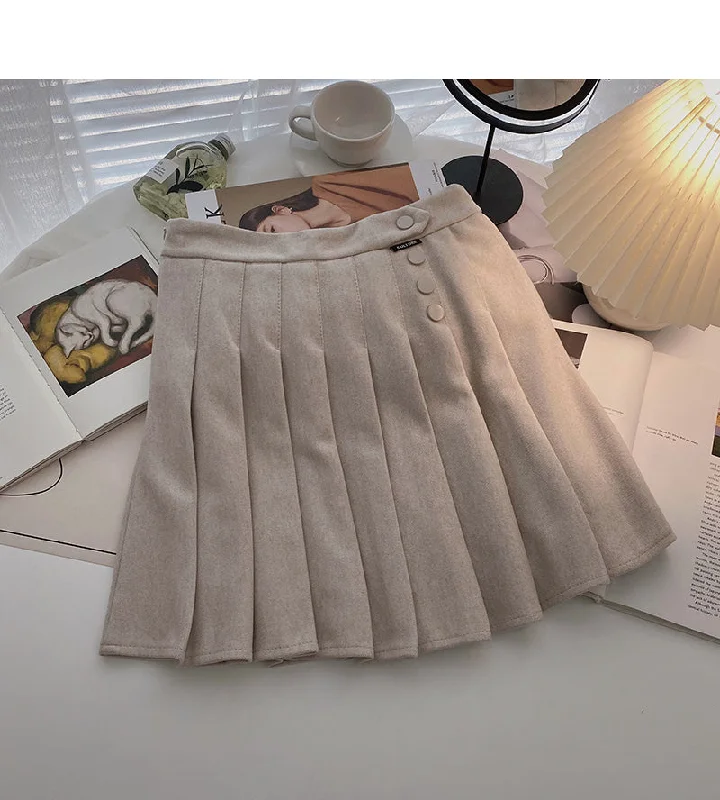 Korean fashion, foreign style, thin and age reducing a-word high waist skirt  5483 cashmere skirt rich