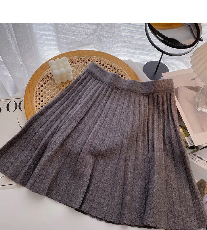 Pleated skirt, women's design, versatile knitted skirt  5271 lace skirt feminine