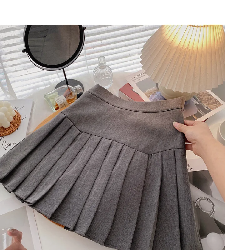 New Korean version of foreign style age reduced high waist pleated skirt  5439 casual skirt length