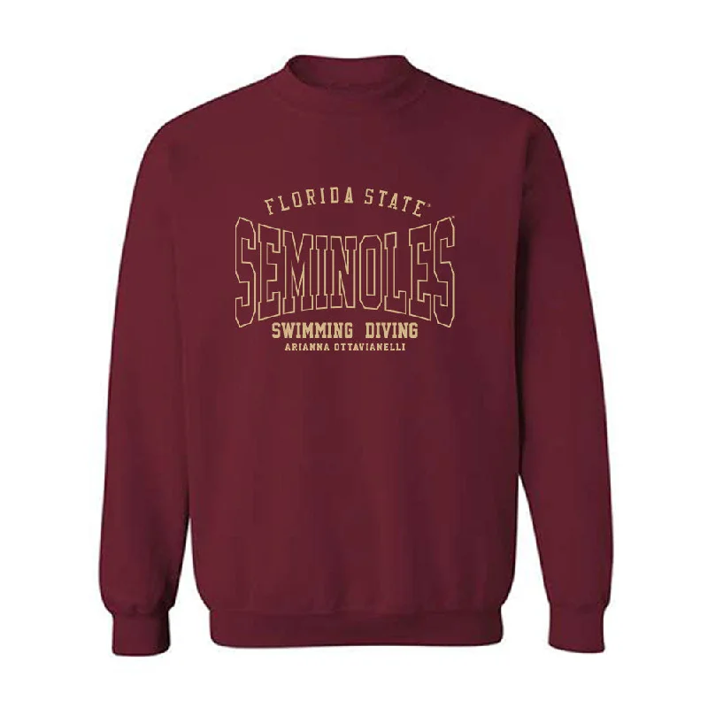 FSU - NCAA Women's Swimming & Diving : Arianna Ottavianelli - Classic Fashion Shersey Crewneck Sweatshirt Hoodie with Hem Contrast Bold Stylish