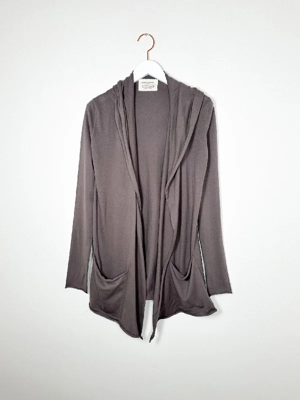 Lars Andersson - Hooded Wrap Jacket - Grigio Scuro Tiered Jacket Buttoned Jacket Zippered Jacket