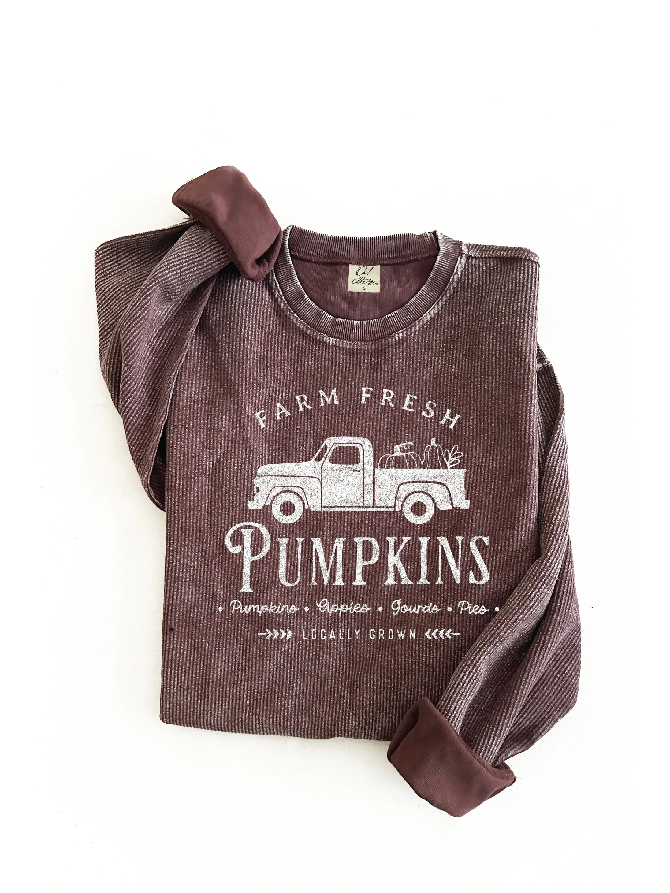 Farm Fresh Pumpkin Plum Vintage Pullover One Shoulder Top