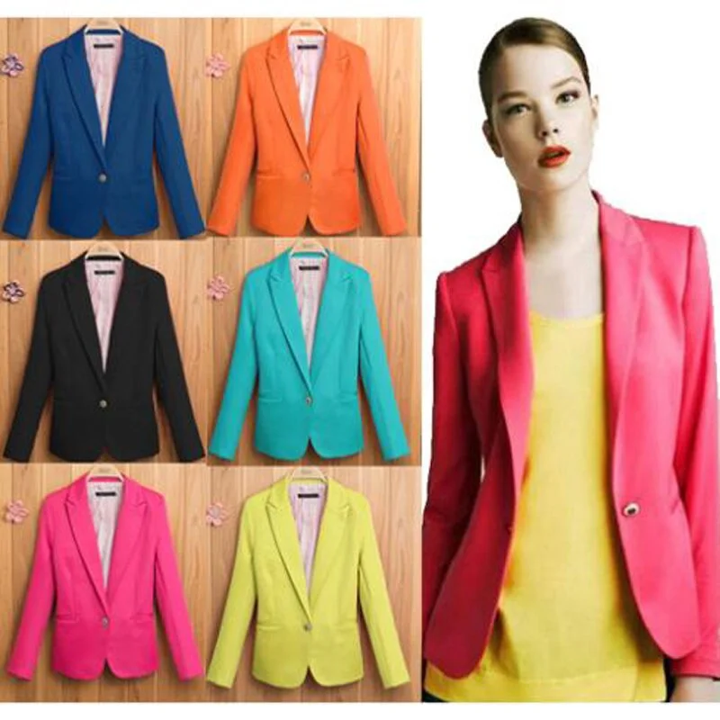 New Spring women candy Tops blazer coat jacket Foldable outerwear coats jackets one button basic jacket suit blazers Herringbone Jacket Houndstooth Jacket Plaid Jacket