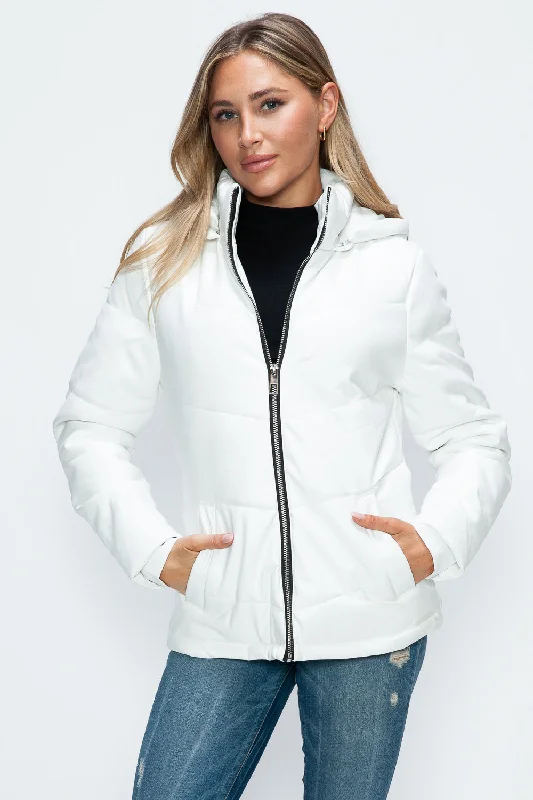 Hazel Blues® |  How Dare U Pocketed Zip Up Puffer Jacket with Removable Hood Faux Fur Jacket Real Fur Jacket Shearling Jacket