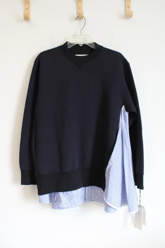 NEW Sacai 6967 Sponge Sweat Navy Pullover | 3 (L) Slim Sleeve Pullover