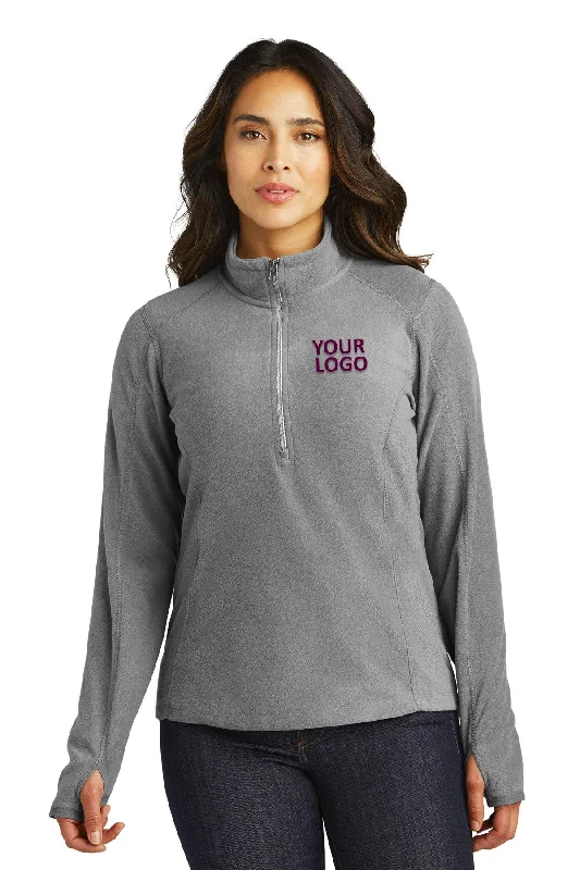 Port Authority Ladies Microfleece 1/2-Zip Customized Pullovers, Pearl Grey Wrist Length Sleeve