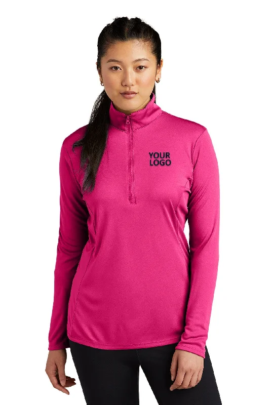 Sport-Tek Ladies PosiCharge Competitor Customized 1/4-Zip Pullovers, Pink Raspberry Honey Neck Pullover