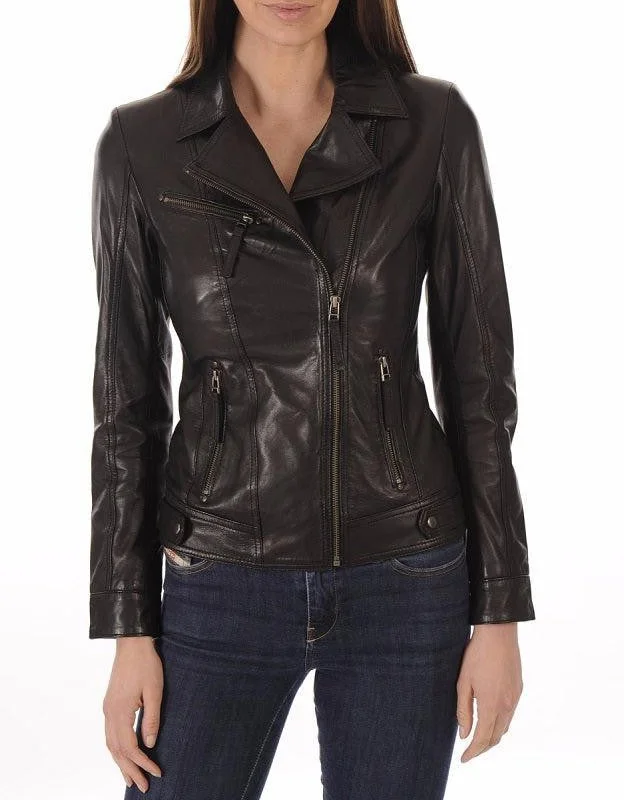 Echo Black Leather Biker Jacket Fitted Jacket Loose Jacket Oversized Jacket