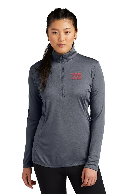 Sport-Tek Ladies PosiCharge Competitor Custom 1/4-Zip Pullovers, Grey Concrete Kimono Neck Pullover