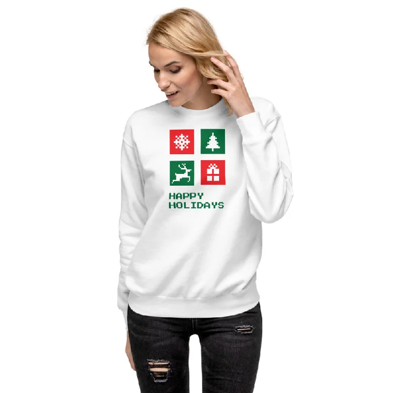 Happy Holidays Box Custom Text Personalized Unisex Fleece Pullover - Cotton Heritage M2480 Thin Wool Pullover