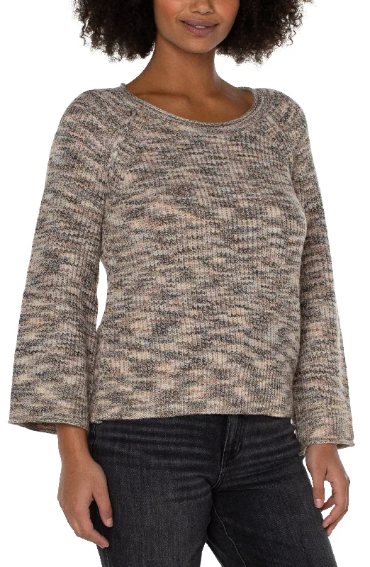 Liverpool Crew Neck Wide Sleeve Pullover w/Seam Detail (sunset spacedye) Ruffle Neck Pullover