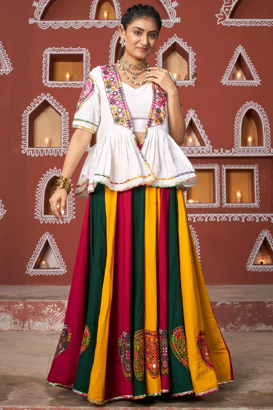 Multi Color Fantastic Readymade Lehenga Choli With Jacket Print Jacket Jacquard Jacket Patchwork Jacket