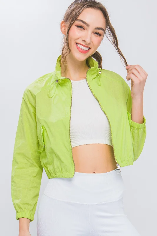 Long Sleeve Cropped Bomber Jacket Trench Coat Raincoat Waterproof Jacket