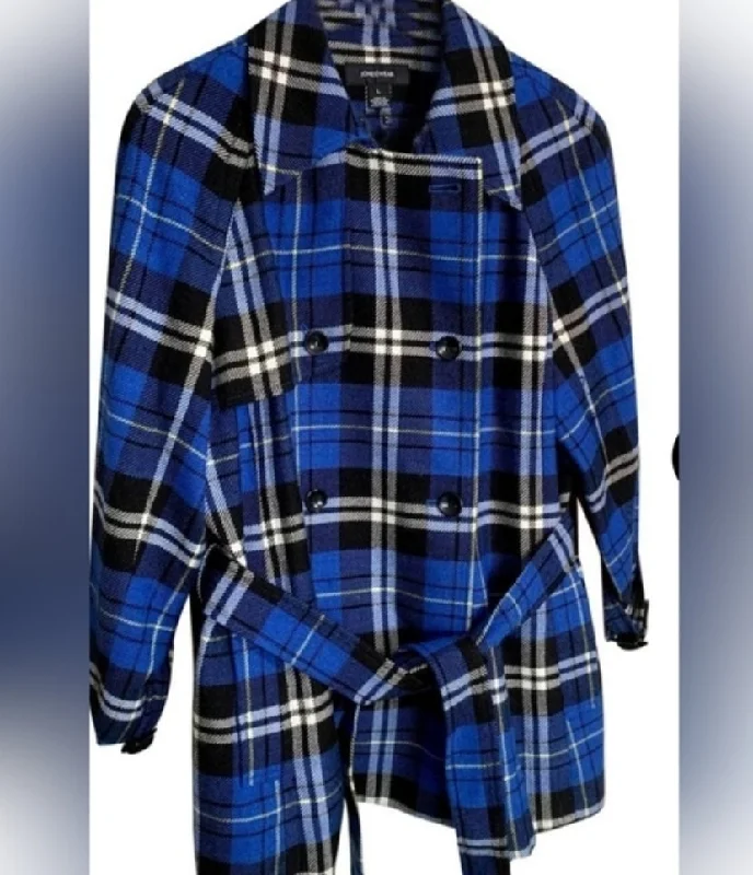 M - Blue Plaid Jacket Bomber Jacket Anorak Windbreaker