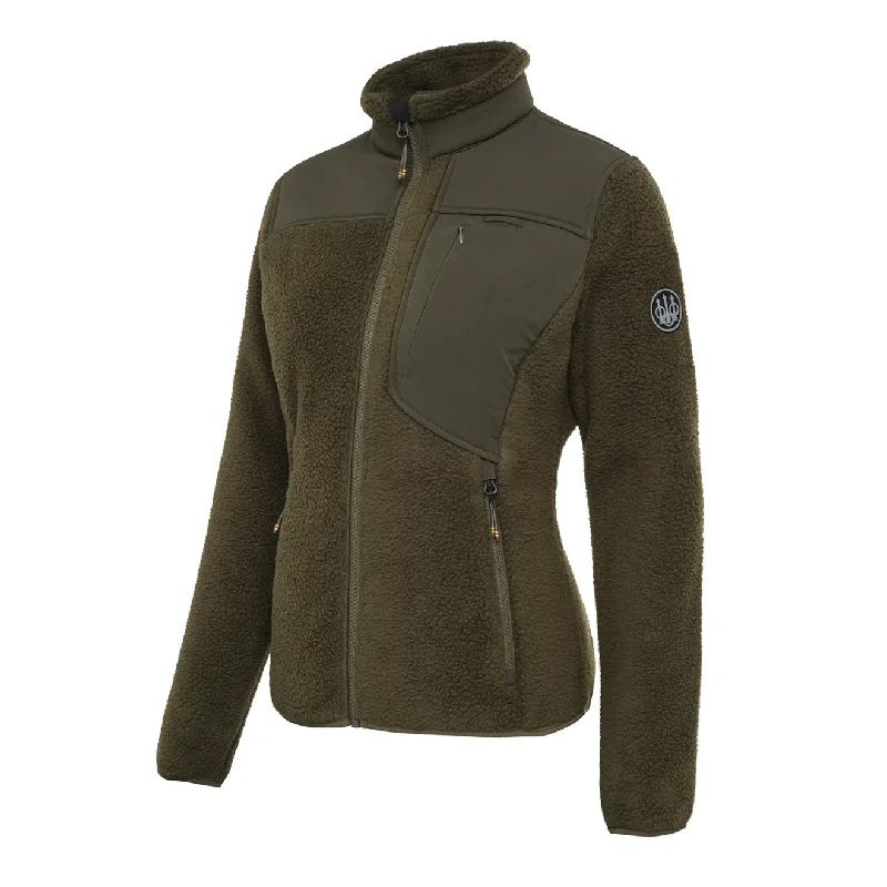 Beretta Halifax Sherpa Womens Fleece Jacket Green Moss Welt Pockets Slit Pockets Flap Pockets